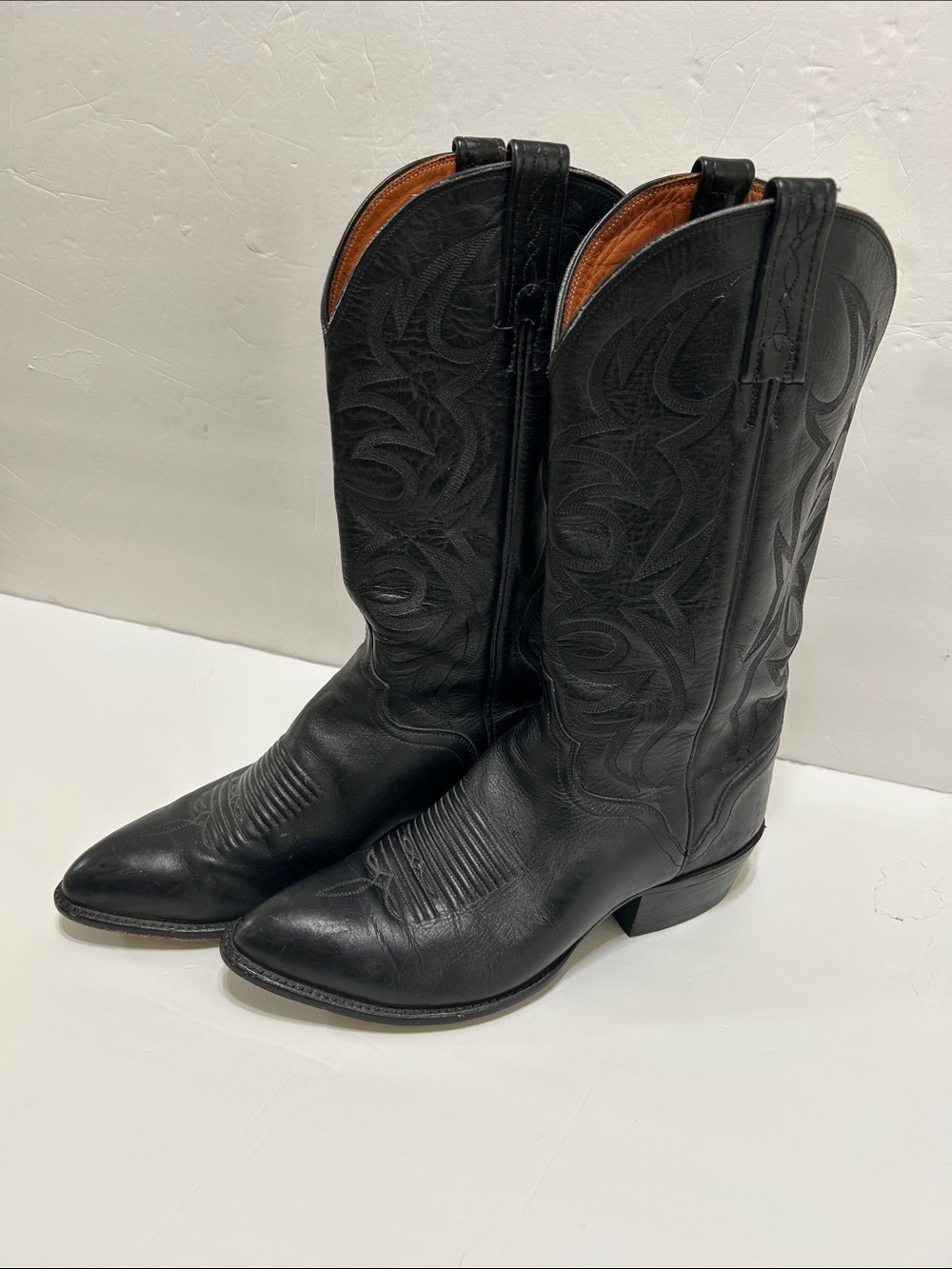 El Dorado VTG Black Handmade leather pointed toe Western Boots 9D style 9300